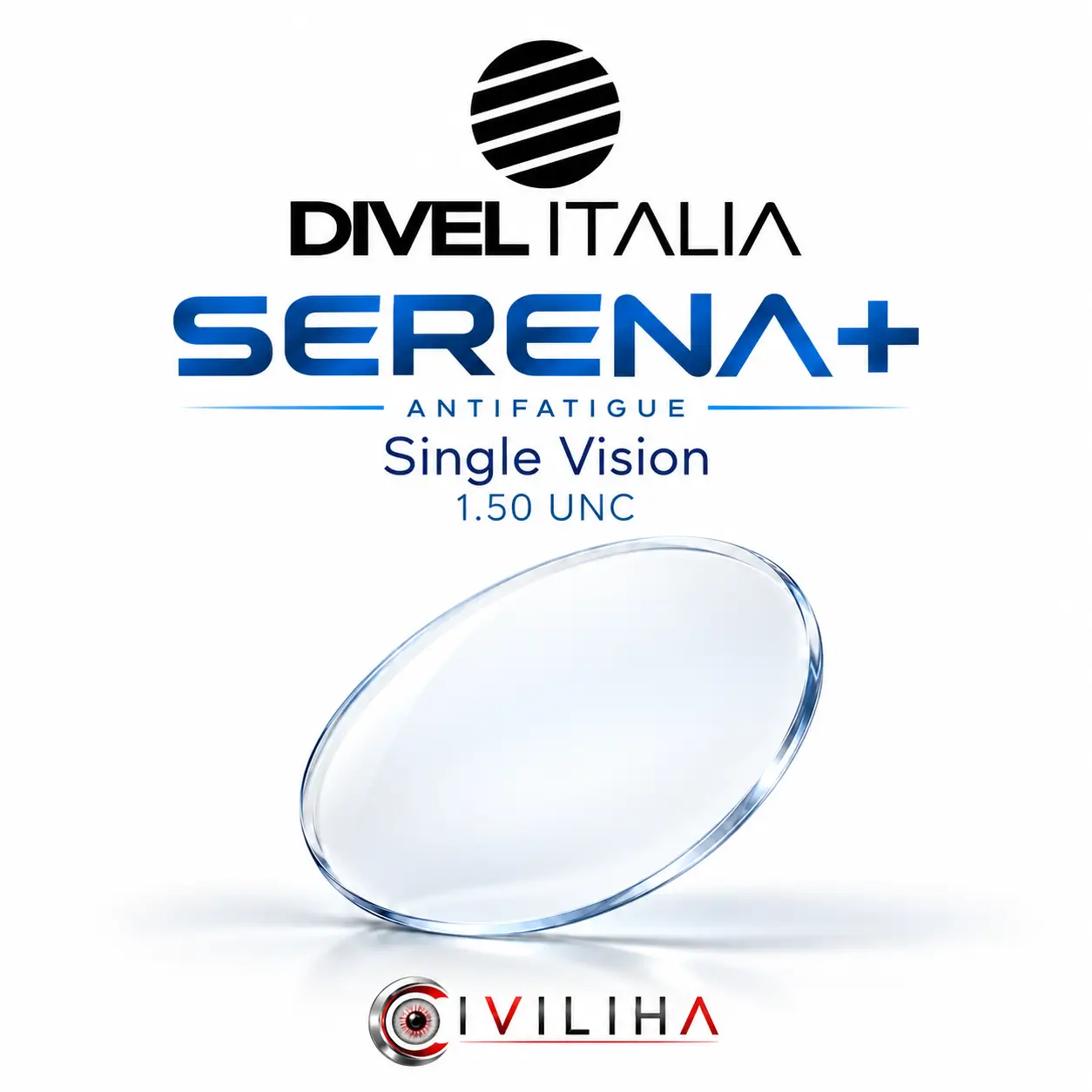 عدسی عینک سفارشی تک دید ضد خستگی دایول ایتالیا مدل Serena+ با ضریب شکست 1.50