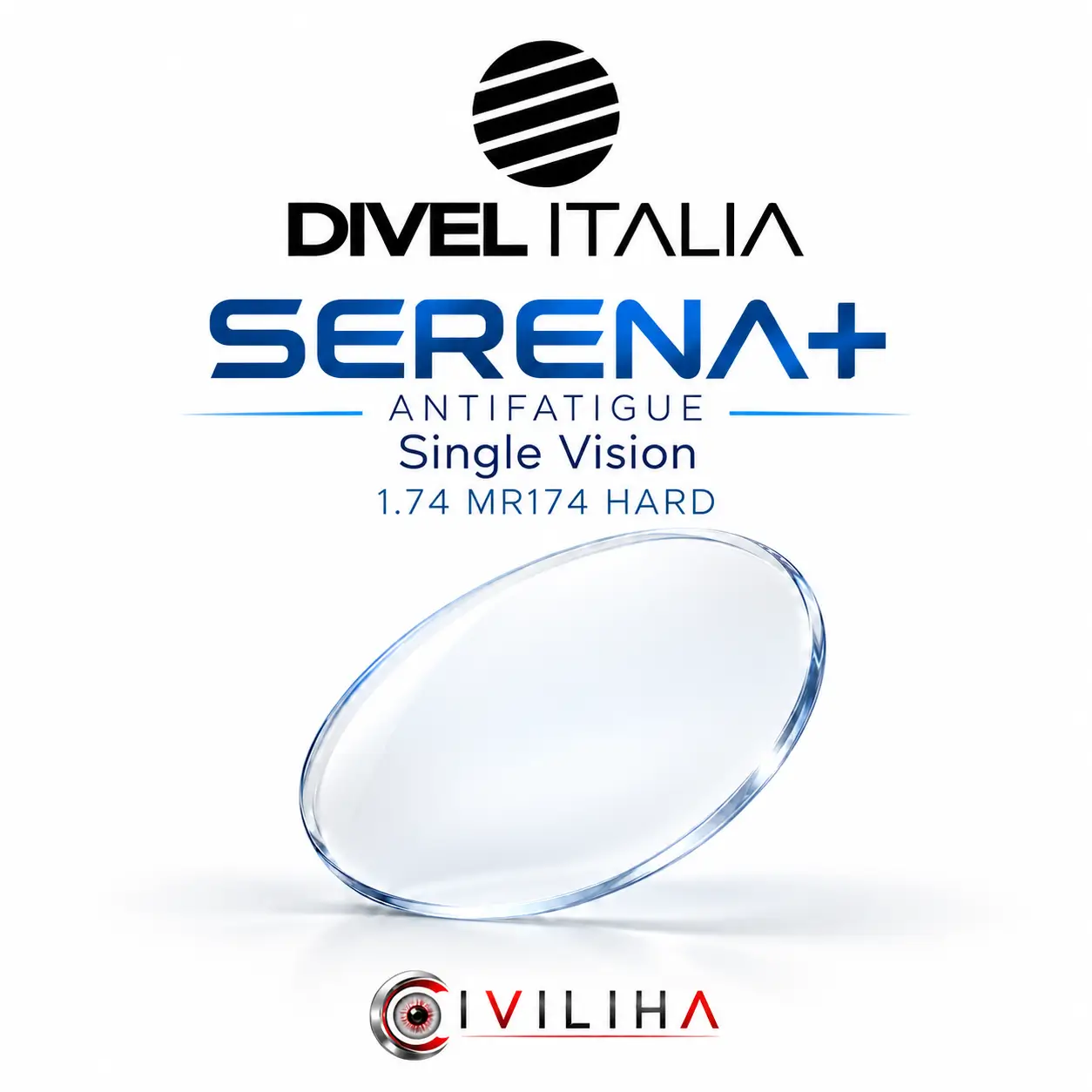 عدسی عینک سفارشی تک دید ضد خستگی فوق فشرده دایول ایتالیا مدل Serena+ با ضریب شکست 1.74