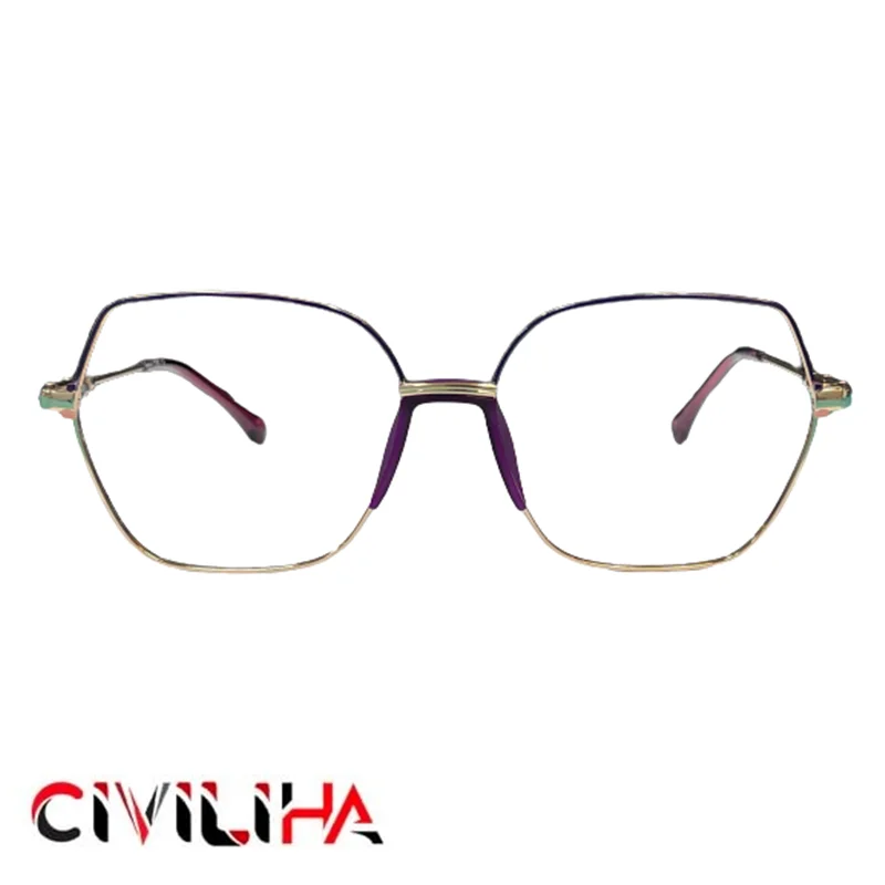 فریم عینک طبی برند کیوب دو رنگ بنفش نقره ای (CUBE) مدل MB2307