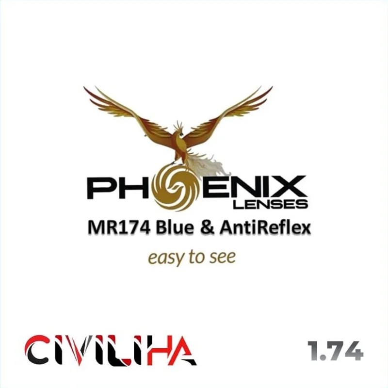 عدسی فوق فشرده سفارشی فونیکس با پوشش بلوکنترل انتخابی PHOENIX Single Vision First 1.74 (MR174) + (کارت هدیه 2 میلیون تومانی)