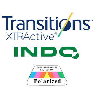 عدسی سفارشی ترانزیشن پلارایزد سینگل ویژن یونی مکس ایندو 1.50 INDO Single Vision Unimax Transitions Polarized XTRActive + فريم رايگان