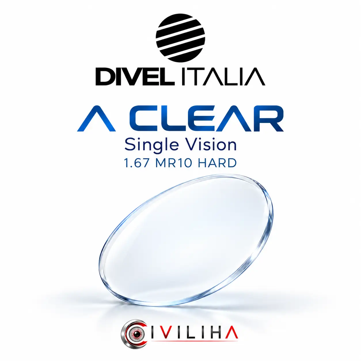 عدسی عینک سفارشی تک دید فشرده دایول ایتالیا مدل A Clear HD با ضریب شکست 1.67