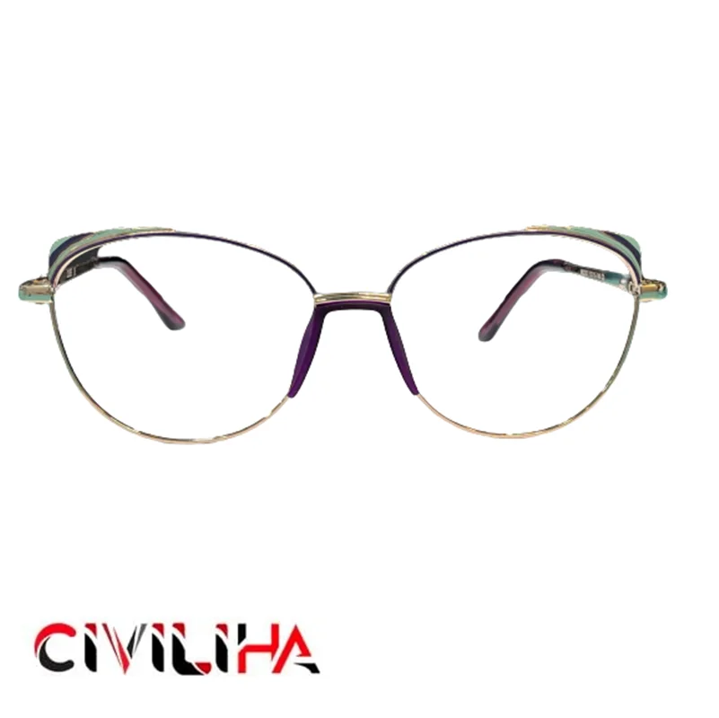 فریم عینک طبی برند کیوب دو رنگ بنفش نقره ای (CUBE) مدل MB2302