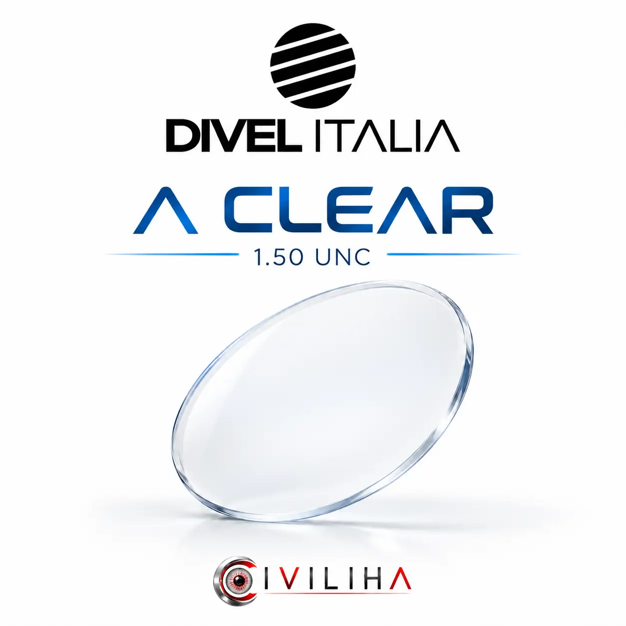 عدسی پروگرسیو سفارشی دایول ایتالیا Divel Italia مدل A CLEAR ضریب 1.5 UNC
