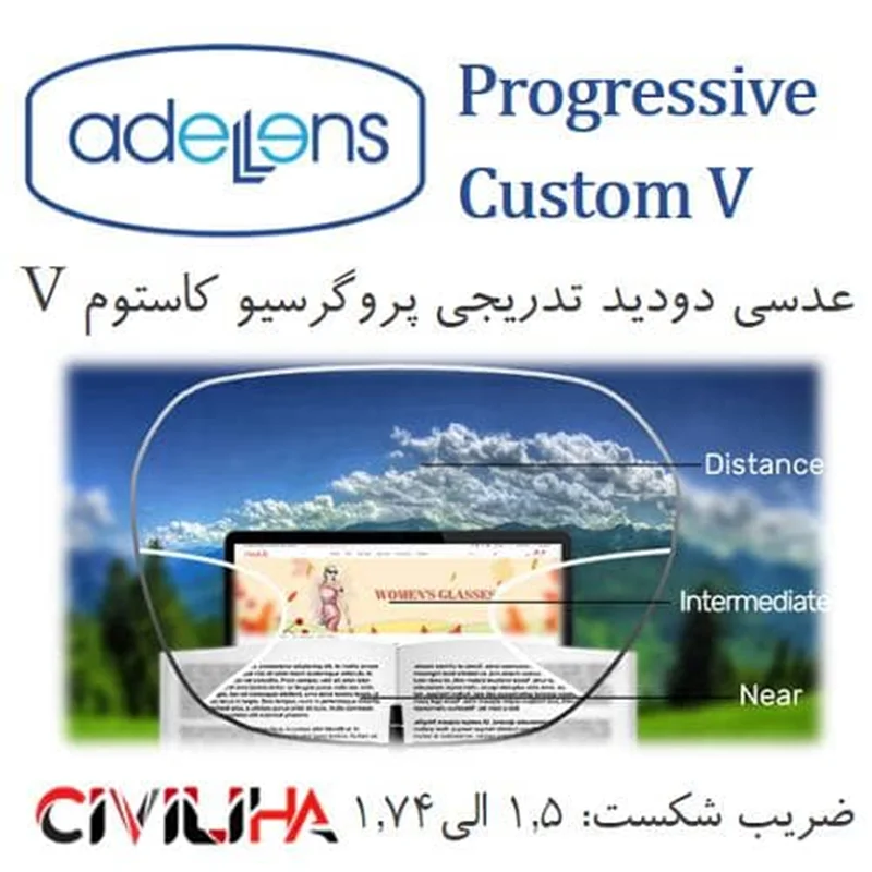 عدسی دودید پروگرسیو آنتی رفلکس کاستوم وی Progressive Custom V + (کد تخفیف 30%ای)